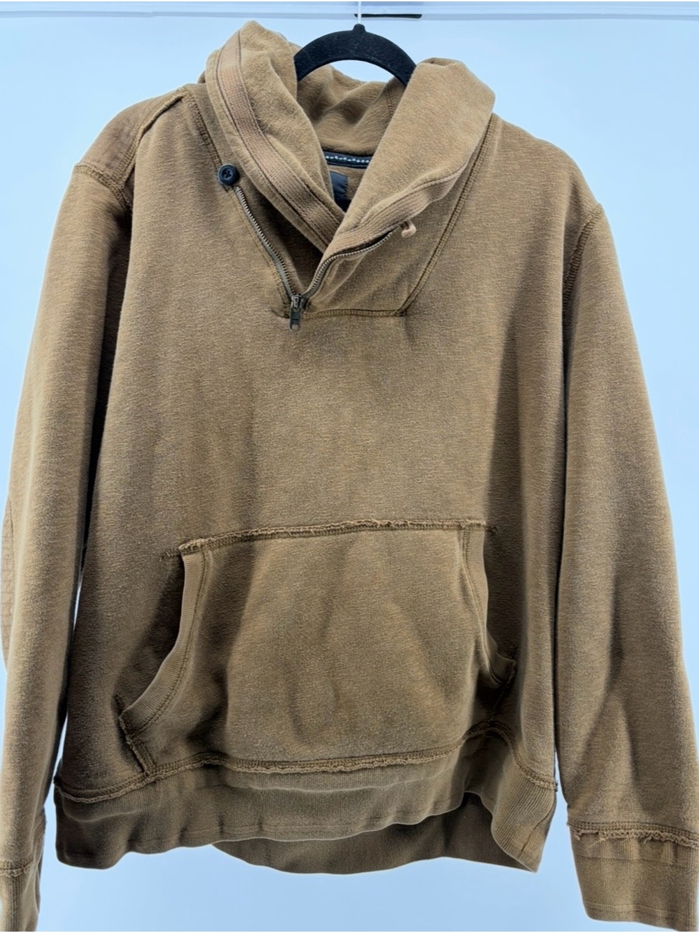We Straight Forward Goods Sweatshirt Hoody, Carmel, Texture Elbow, Size XXL